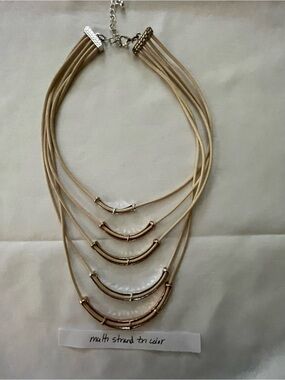 Multi-Strand Cream and Gold Layered Necklace